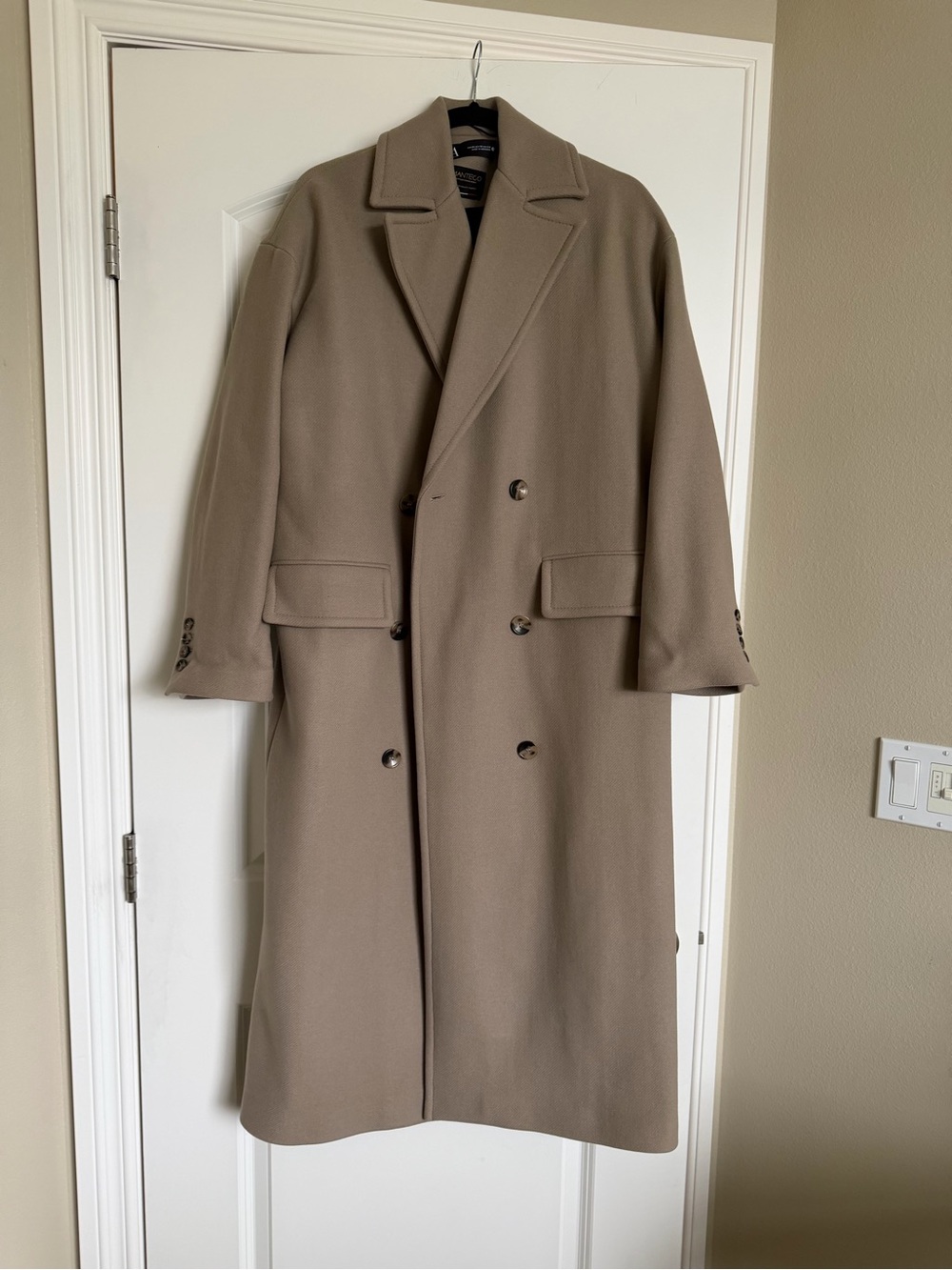 Zara women’s Double-Breasted Trench - Italian fabric Coat - Taupe